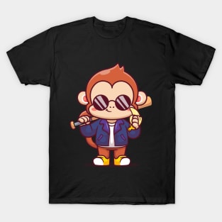 cute monkey with banana T-Shirt